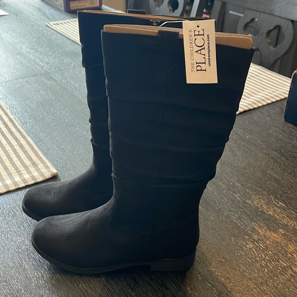 Girls Childrens Place black boots. Size 3. Brand new with tags.